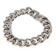 thumbnail image 3 of Pulsera de eslabones sólidos de acero inoxidable con cadena de eslabones cubanos Plata, 3 of 9