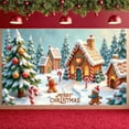 thumbnail image 4 of Gingerbread House Christmas Banner Snowy Trees Xmas Banner Candy Cane Christmas Ornaments Holiday Banner for Christmas Party Home Decor Family Gathering, 4 of 7
