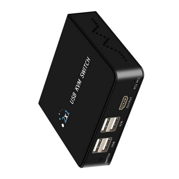 COOLHOOD 4K HDTV KVM Switcher 2 In 1 Out HDTV USB KVM Switcher Box For 2 Host Shared 1 Monitor Keyboard Mouse Printer Office