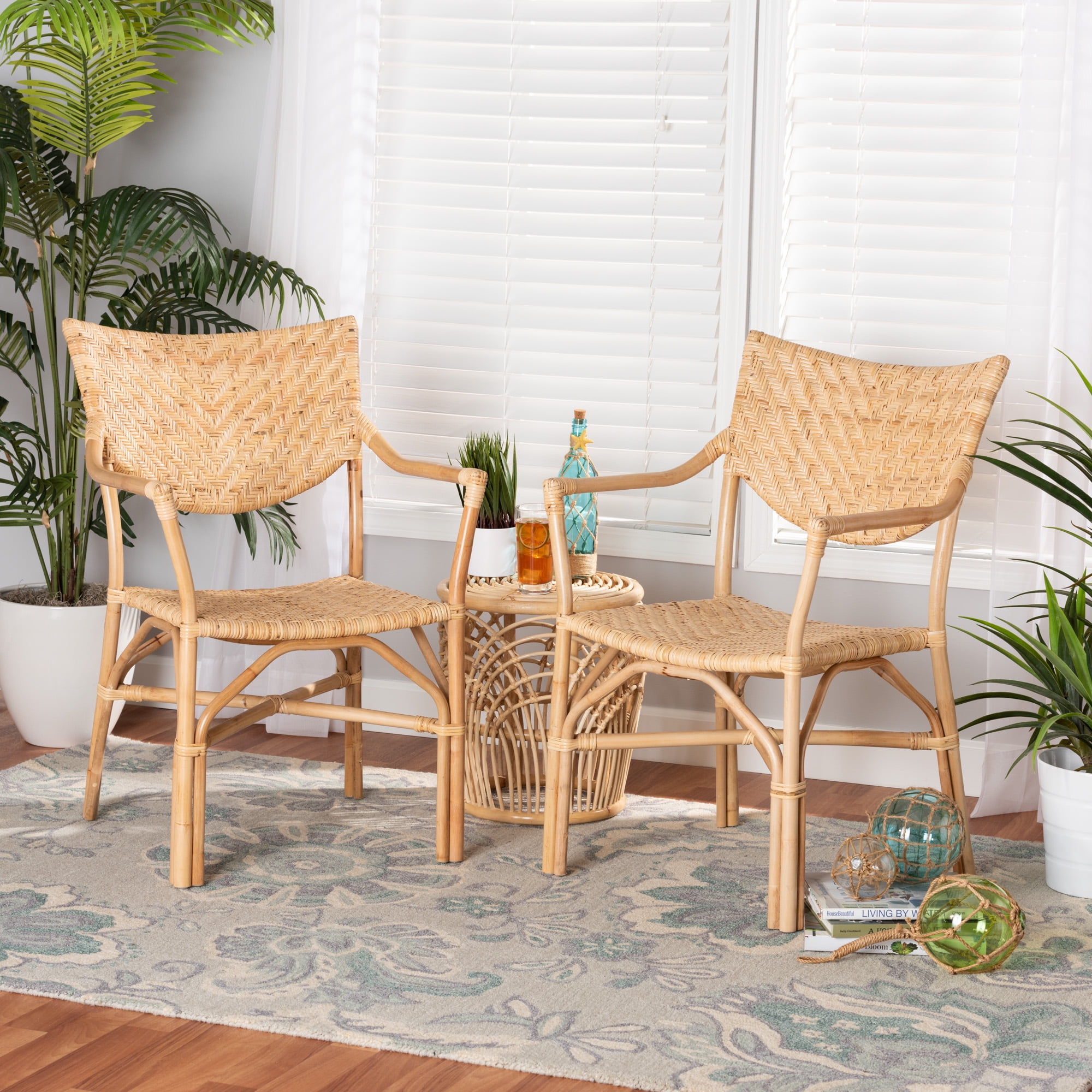 Baxton Studio Damani Modern Bohemian Natural Brown Finished Rattan 2