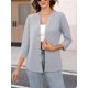 thumbnail image 5 of Camiseta ORANDESIGNE para mujer, manga 3/4, cuello en V, con botones, gris, 5 of 6