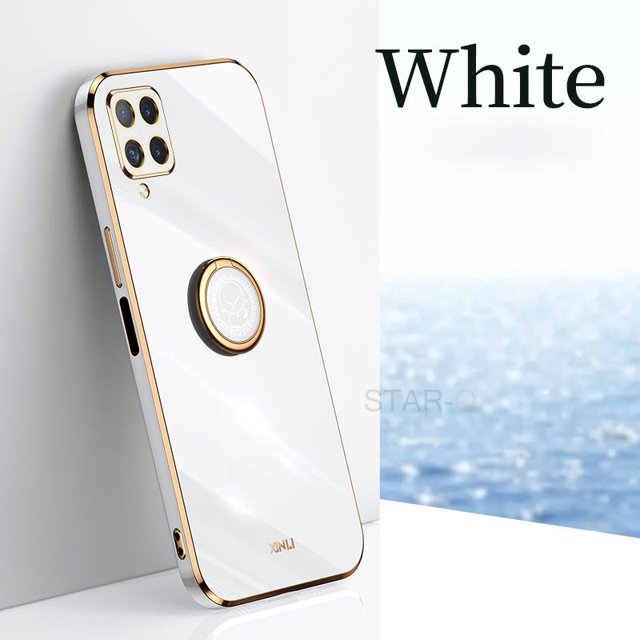 Funda de teléfono cuadrada con soporte de anillo chapado de lujo para Samsung Galaxy A12 A22 4g 5g A51 A71 A31 A21s A50 funda de silicona con soporte A 12 51 Tan Jianjun unisex