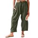 thumbnail image 2 of Pantalones Palazzo Harem Informales Holgados con Cordón para Mujer, para Verano, Playa, Viajes, Vacaciones, con Bolsillos. Verde M, 2 of 6