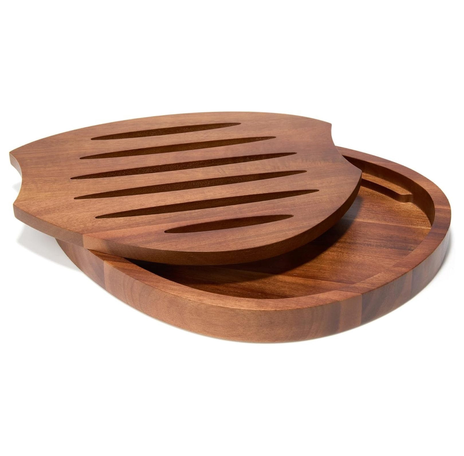 x Tom Papa Breaking Bread Cutting Board, 2-Piece Style Wood Bread Board with Nesting Crumb Tray, -Century Modern Serving Board for Slicing & Entertaining, 11.7” x 16”