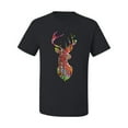 thumbnail image 2 of Trippy Colorful Buck Head Rainbow Hunting Deer Mosaic Animal Lover Men's Graphic T-Shirt, Black, Small, 2 of 3