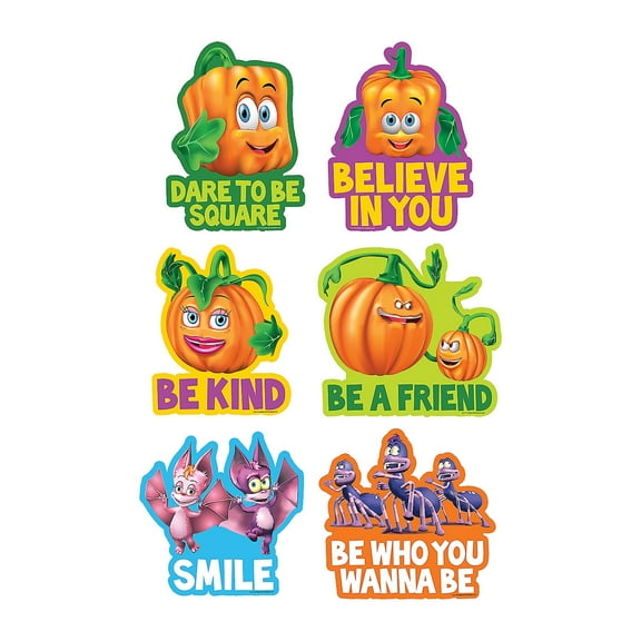 Fun Express Bulk 48 Pieces Spookley the Square Pumpkin Wall Cutouts - 14" x 13 1/2"