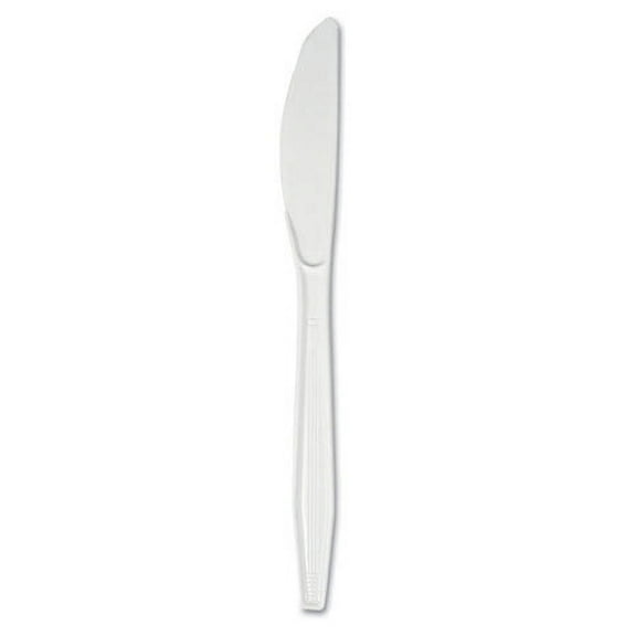 Mediumweight Polystyrene Cutlery, Knife, White, 100/box | Bundle of 5 Boxes