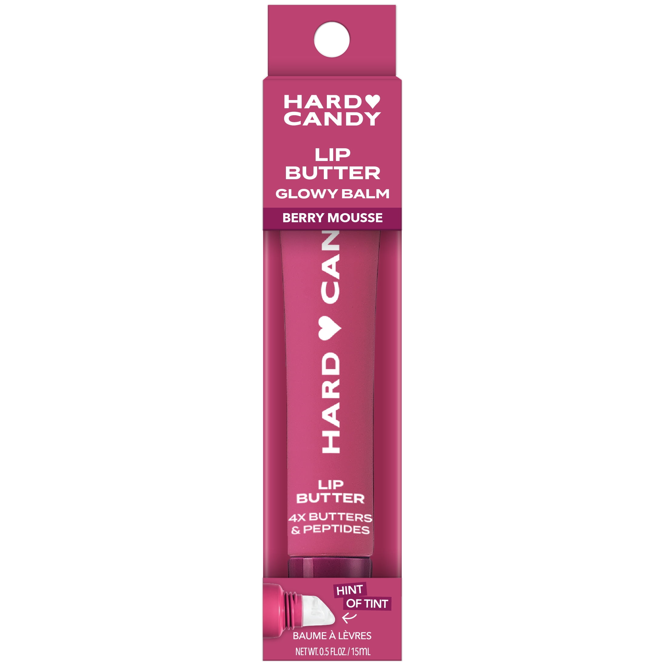 Hard Candy Lip Butter Glowy Balm, Berry Mousse, Sheer Berry Tint, Shine,  Hydration, 15mL, 0.51 ounce