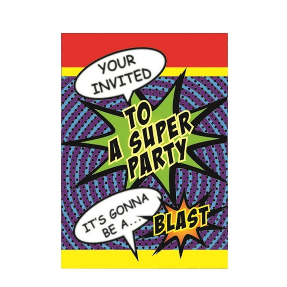 Bristol Novelty Invitations de Fête de Super Héros (Pack de 8)