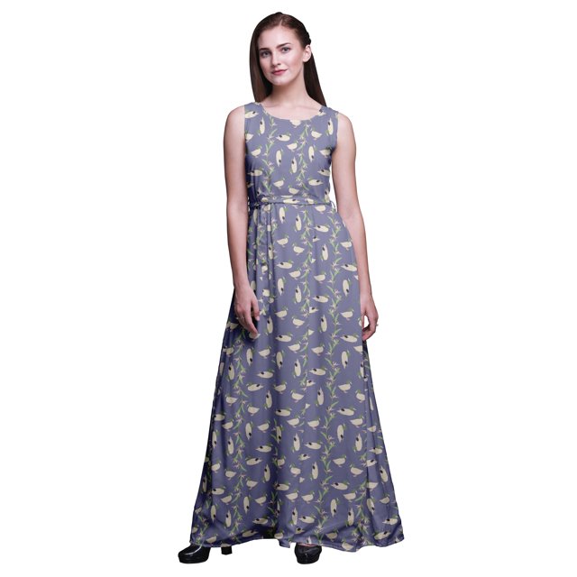 Bimba Bird Ladies Printed Long Tank MaxiDressResort Wear Evening Gown-Small