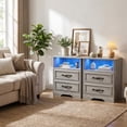 thumbnail image 4 of Holliwill Nightstand with Charging Station Set of 2, 2 Drawer Dresser for Bedroom with LED Light, Bedside Table End Table Side Table for Living Room, Gray, 4 of 11