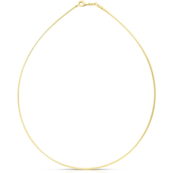 Floreo 14k Yellow Gold 1.5mm Round Omega Chain Necklace