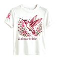 thumbnail image 2 of Weikingp Breast Cancer Shirts for Women Short Sleeve Casual Tops Cute Love Heart Ribbon Graphic Print Tee Vintage Floral T Shirt Baseball Shirt Going Out Tops White S, 2 of 5