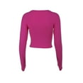 thumbnail image 5 of Elainilye Fashion Undershirts for Women Hollow Out Slim Fit Long Sleeve Shirt Solid Color Basics Tops Shirt,Pink, 5 of 8