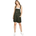 thumbnail image 3 of Revolt Women's Juniors Plus Size Classic Twill Short Overalls (14, Olive), 3 of 3