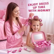 Gelomee 28Pcs Hair Makeup Kit Toys for Girls Kids, Pretend Play Set with Realistic Blow Dryer , Birthday Gifts Easter Presents Aged 3-8 Year Old