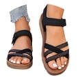 thumbnail image 3 of Rotm Comfortable Dress Shoes for Women Women's Cork Footbed Slide Sandals with Arch Support Summer Leather Flat Sandals with Adjustable Buckle Black,6.5, 3 of 6