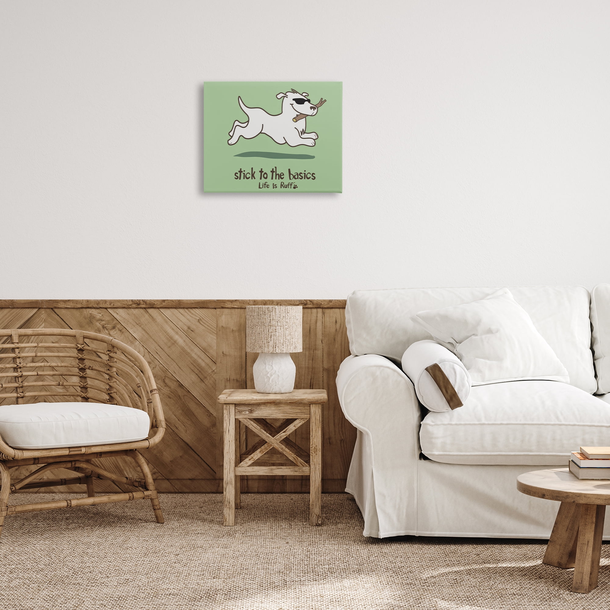Stupell Industries Stick To Basics Dog Animals Painting Wrapped Canvas Art Print Wall Art, 20 x 16