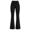 thumbnail image 5 of hlysgo Womens Leggings Yoga Pants High Elastic Waist Tummy Control Flared Trousers Workout Gym Soft Comfy Pant with Pockets Black,L, 5 of 6