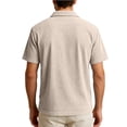 thumbnail image 3 of Yifymode Men's Cotton Blend Ribbed Short Sleeve Polo Shirt, Three-Button Placket Classic Casual Fit Top Khaki L, 3 of 3