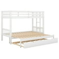 thumbnail image 6 of Twin over Twin/King Bunk Bed with Trundle, Wooden Extendable Bunk Bed with Ladder and Safety Rail, Accommodate 4 People, No Box Spring Needed, White 79.5''Lx40.4''Wx59.8''H, 6 of 7