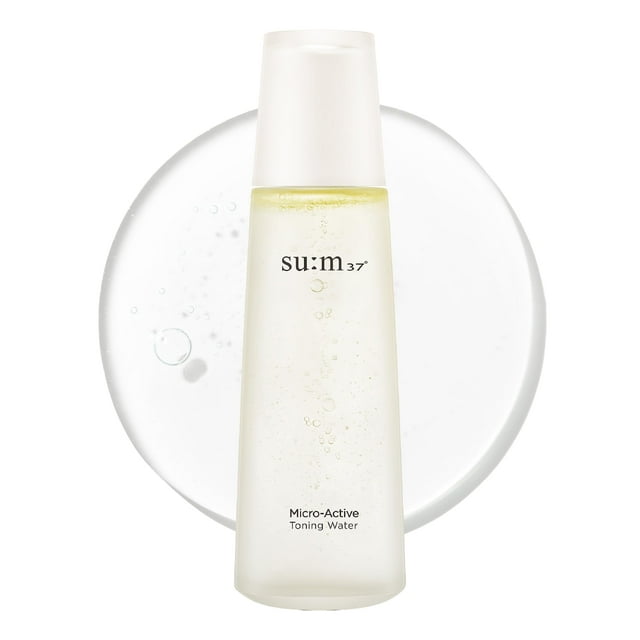 Spring Event SU:M Agua tonificante microactiva (5.07 fl oz) - Tónico exfoliante suave de doble fase con textura de piel mejorada de baja irritación y aumento de vitalidad Cuidado de la piel coreano. B