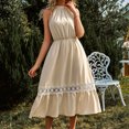 thumbnail image 1 of Vestido Vestido ajustado para mujer Cintura elástica Vestido midi de verano Traje diario (Caqui L) Cgtredaw Caqui T L para Mujer, 1 of 6