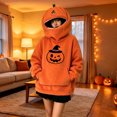 thumbnail image 4 of Halloween Hoodies for Women Pumpkin Mask Oversized Hood Sweatshirt Kangaroo Pocket Funny Costume Pullover Top, 4 of 5