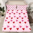 thumbnail image 2 of Homewish Cartoon Loves Pattern Twin Sheet Sets,Happy Valentine Twin Fitted Sheet,Pink Red Flat Sheet For Girls Teens,Luxury Bedroom Decor,3pcs, 2 of 7