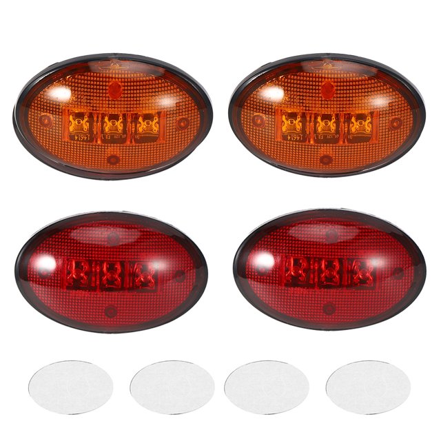 2.3in 12V DC Fender Side Marker Lights Waterproof Fit for Ford F Series 1999‑2010(2pcs Red Light 2pcs Amber Light )