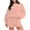 P#02_Pink, variant on Women's Fleece Solid Outfits Trendy Crew Neck Pullover Sweatshirt Casual Drawstring Shorts with Pockets Crew Neck Oversize Tracksuit Comfy Tunic Clothes 2 PCS,Brown,X-Large