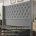 King Size Platform Bed Frame 61.4 Inch Handmade Headboard Velvet High