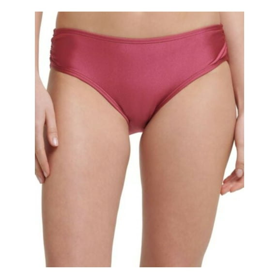CALVIN KLEIN Women's Pink Lined Shirred Hipster Swimsuit Bottom S