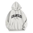thumbnail image 4 of Womens Oversized Hoodies Los Angelas Letter Graphic Long Sleeve Pullover Sweatshirts Drawstring Casual Loose Tops with Pocket, 4 of 4