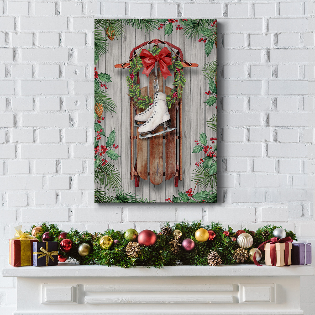 Sled and Skates- Gallery Wrapped Canvas