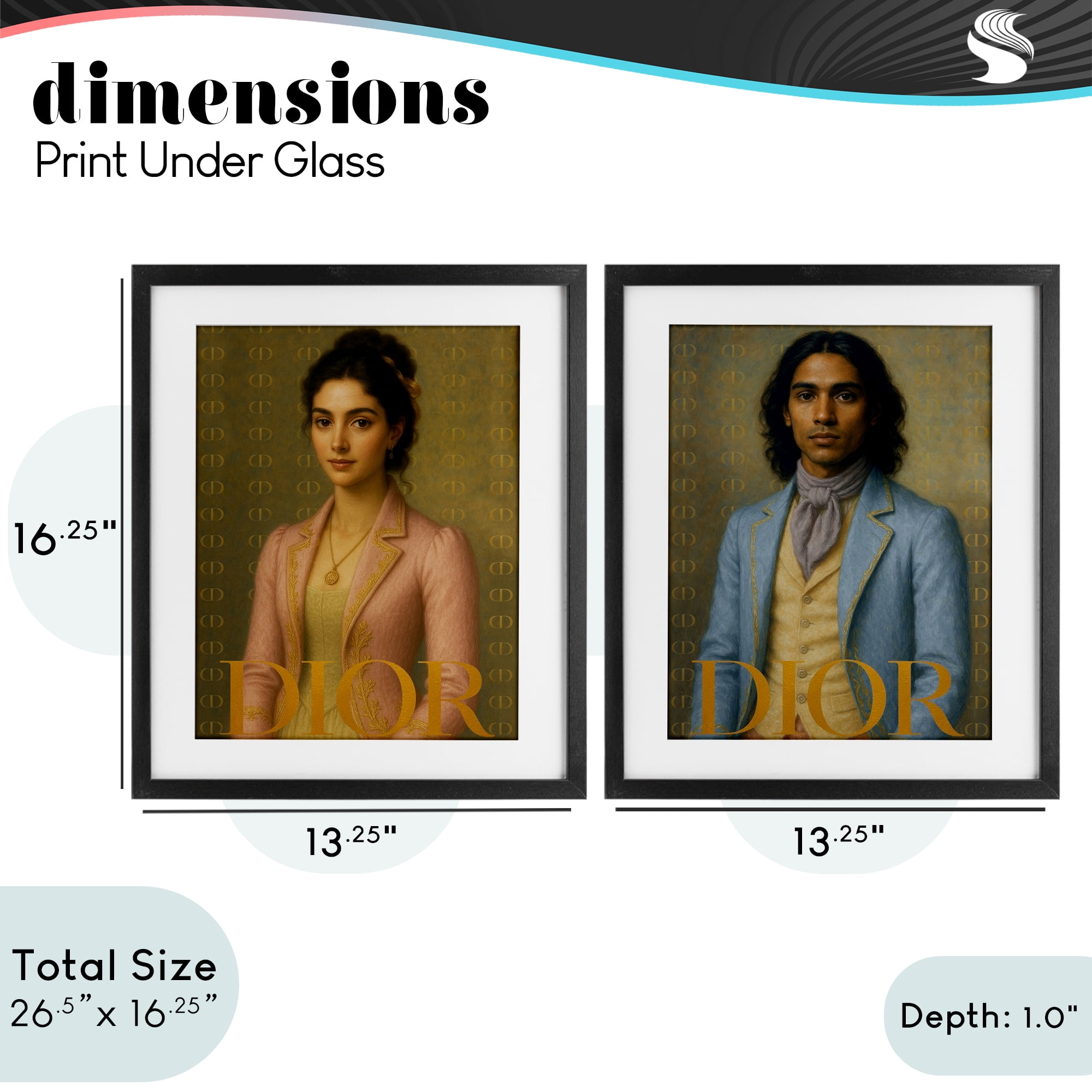 Stupell Industries Iconic Vintage Fashion Models 2 Piece Black Framed Print Under Glass Set, design by Grotto Studios