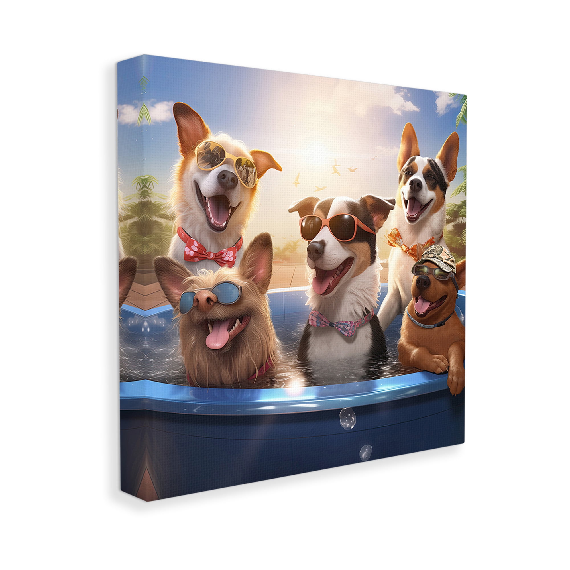 Stupell Industries Summer Fun Dogs Animals & Insects Painting Gallery Wrapped Canvas Art Print Wall Art, 30 x 30