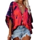 thumbnail image 1 of Blusa De Gasa Con Manga De Murciélago, Parte Superior De Gasa Teñida Anudada A Máquina, Cuello En V Profundo, Ajuste Holgado Para Compras Para Mujeres Para Vacaciones ZAQW M rojo, 1 of 5