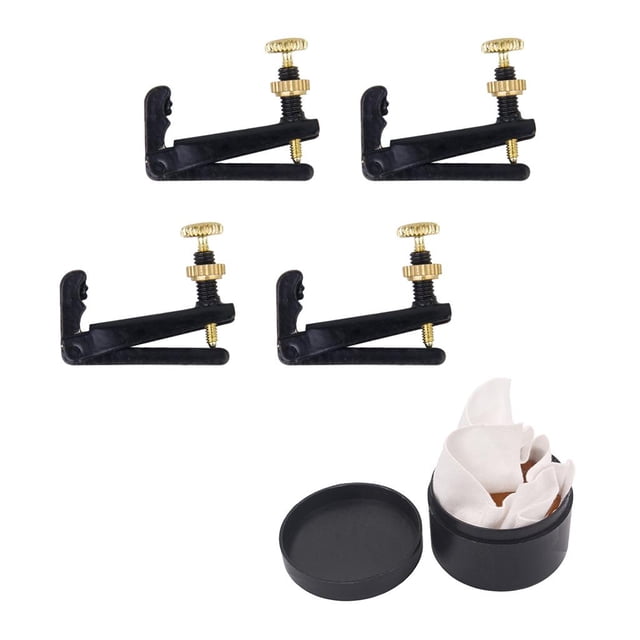 MERIGLARE 4pcs 3/4 4/4 Violin Fiddle String Adjusters+Violin Viola Rosin for Beginner