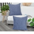 thumbnail image 2 of Soft Chenille Textured Pillow Covers Stitched Edge 16 x 16 inch, Navy Blue Set of 2 / Cozy Cushion Covers / Modern Square Pillow Cases / Decorative Luxury Farmhouse Gray Pillow Covers, 2 of 9