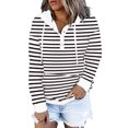 thumbnail image 2 of Sudaderas con cremallera Gibobby para mujer Sudadera con capucha estampada a rayas Blusa informal de Manga larga con cordón Negro M, 2 of 5