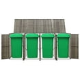 thumbnail image 2 of vidaXL Quadruple Wheelie Bin Shed Gray 107.9"x31.5"x46.1" Poly Rattan, 2 of 7