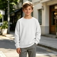 thumbnail image 2 of Girls Boys Sweater Long Sleeve Crew Neck Pullover Sweater Knit Pullover Sweatshirt Kids Long Sleeve Crew Neck Solid Casual Tops Fall Outfits(White,9-10 Years), 2 of 6