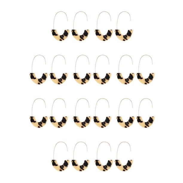 Sonducket 1 par de pendientes en forma de U con estampado de leopardo, aro geométrico para la oreja, adornos de joyería de acrílico de moda Type1 NO1