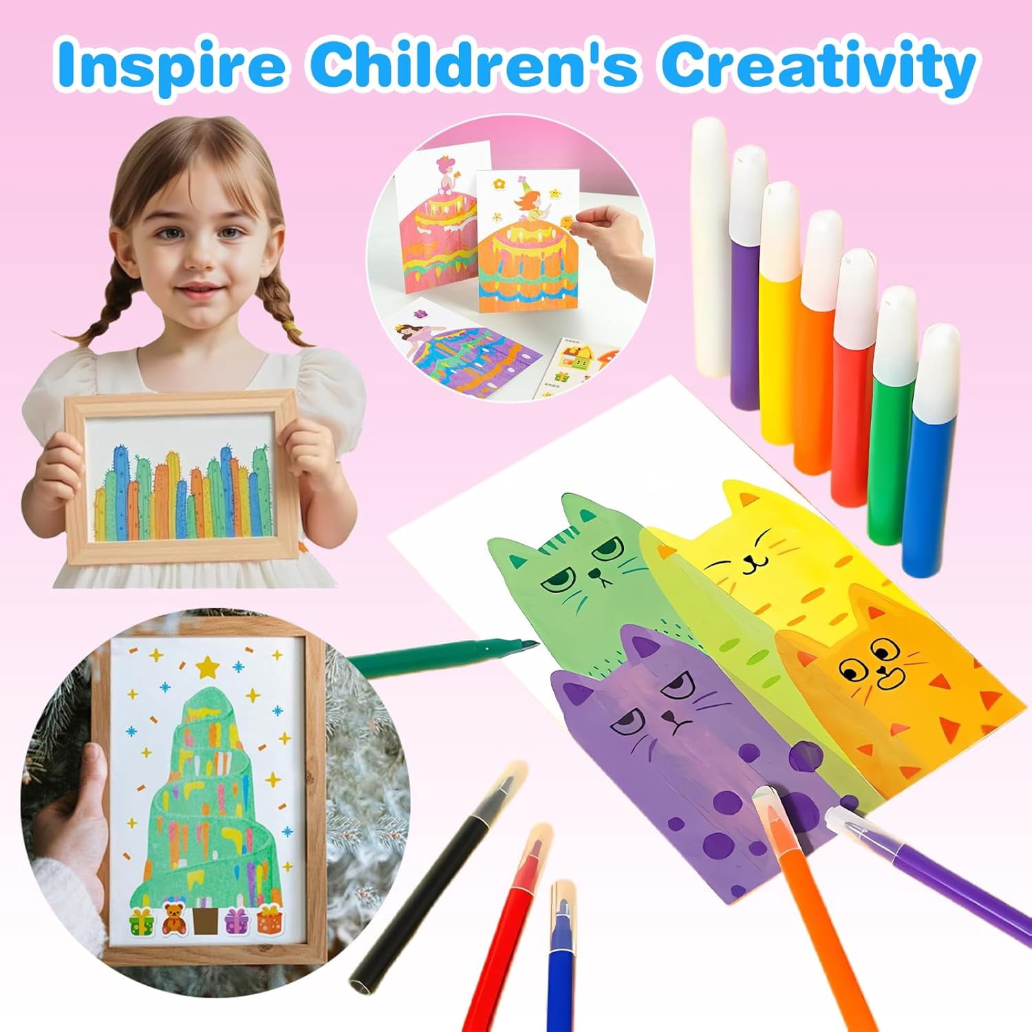 Magic Rainbow Scratch Art – Creative Squeegee Painting Kit, Rainbow Scratch Paper Art Set, DIY Postcards & Novelty Gifts for Girls & Boys, Party Favors
