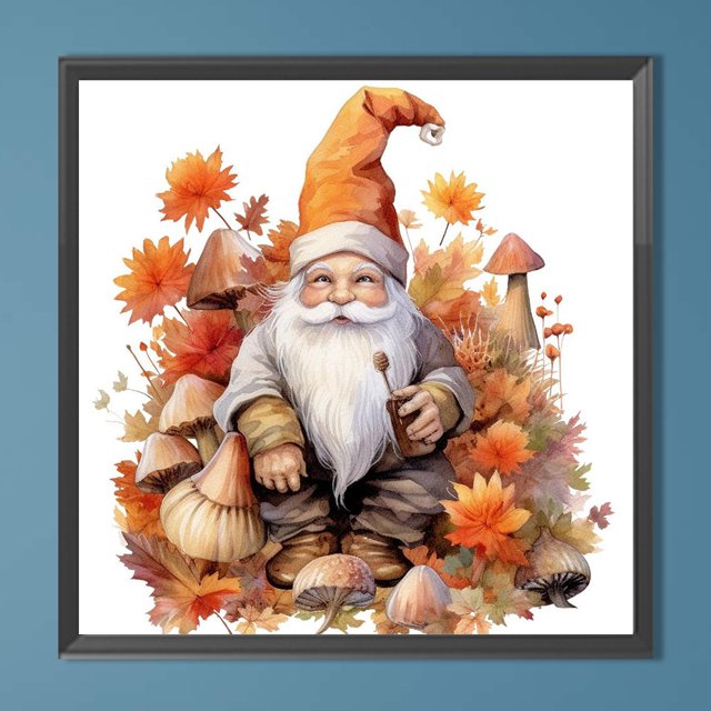Pintura De Diamante 5D DIY Taladro Redondo Completo Kit De Gnomo De Seta De Otoño Decoración 40x40cm