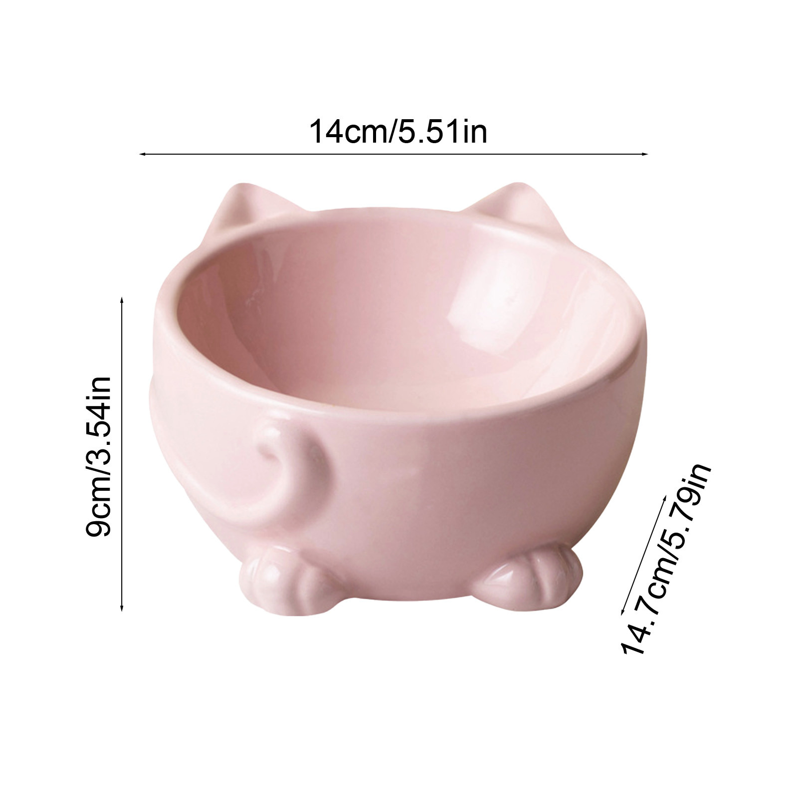Lunxisen 4 Pcs Elevated Cat Food Bowl, Ceramic Raised and Tilted Water Bowl, Anti Vomiting and Protect Pets' Spines Dishes for Small Dog, Fat Faced Cat, Kitten