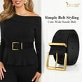 thumbnail image 3 of JASGOOD Women Wide Belt Fashion Suede Belt Ladies Thick Belts with Gold Buckle Black, 3 of 8