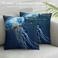 thumbnail image 3 of Jellyfish Throw Pillow Cushion Cover, Blue Spotted Jelly Fish Aquarium Life Marine Animals Ocean Predator in The Deep Water, Decorative Square Accent Pillow Case Blue, 3 of 5