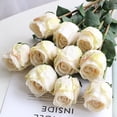 thumbnail image 4 of Artificial Rose Flowers Realistic Silk Burnt Edge Vintage Rose with Long Stem for Home Bridal Wedding Party Floral Bouquets Decoration (Pcs, White), 4 of 5